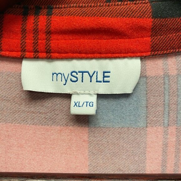 mySTYLE Red and Black Plaid Half Zip Top Size XL - Picture 5 of 6